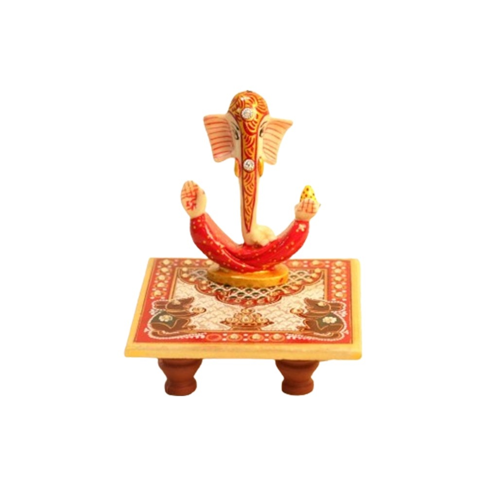 Marble Ganesha Idols with Chowki For Gift Item Home Decore